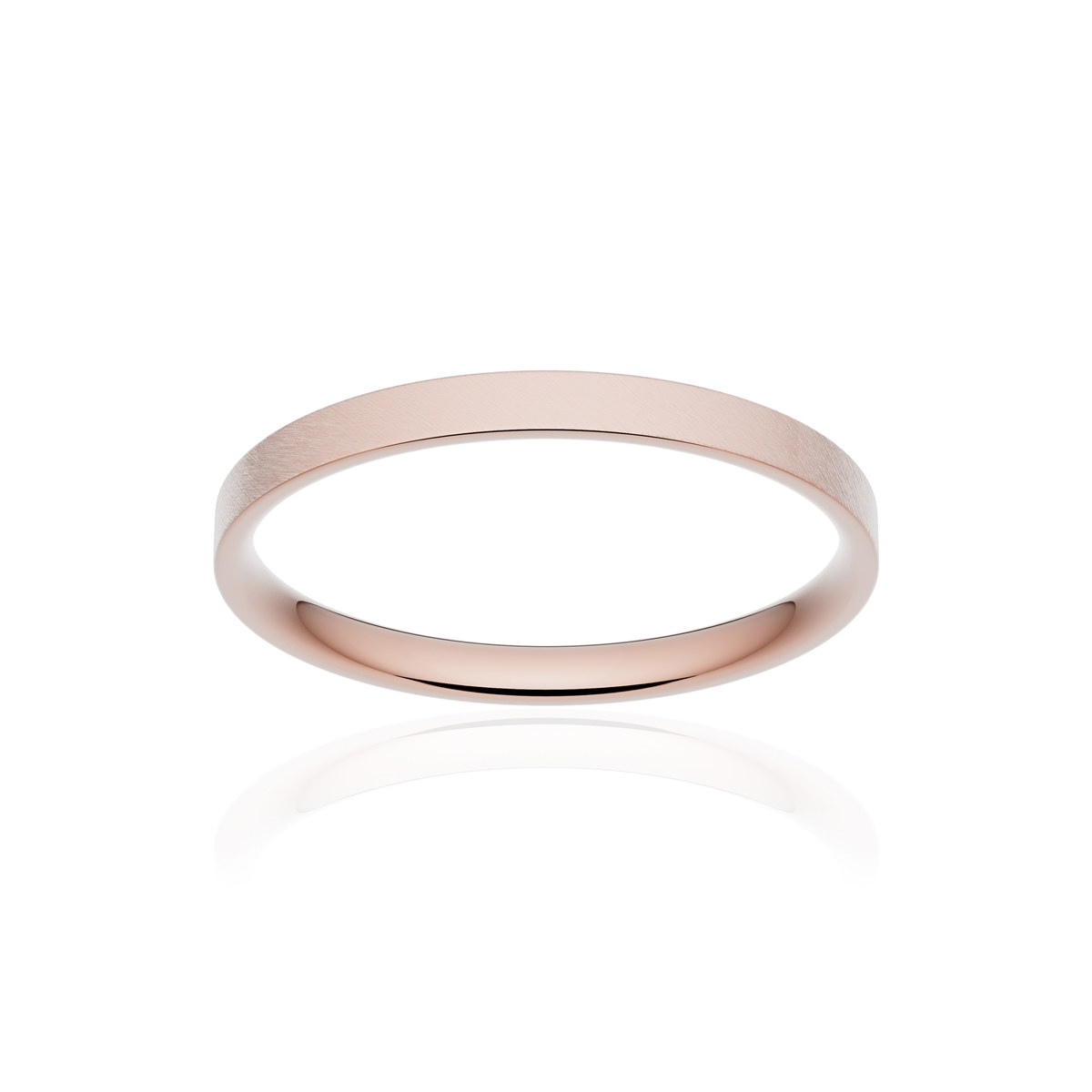 Alliance or 750 rose givré ruban plat confort 2mm