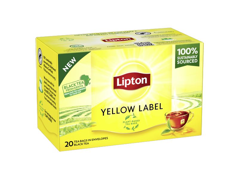 Lipton Teebeutel Yellow Label Schwarztee 20 Stück Kräftiger, intensiver Schwarztee