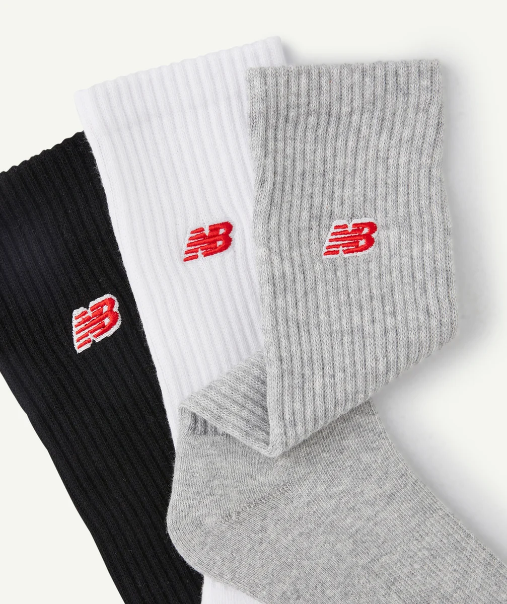 NEW BALANCELOT 3 CHAUSSETTES EN COTON BLANC GRIS NOIR