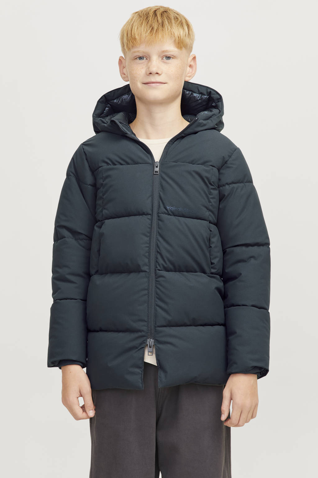 JACK & JONES gewatteerde winterjas JORVESTERBRO diep donkergroen