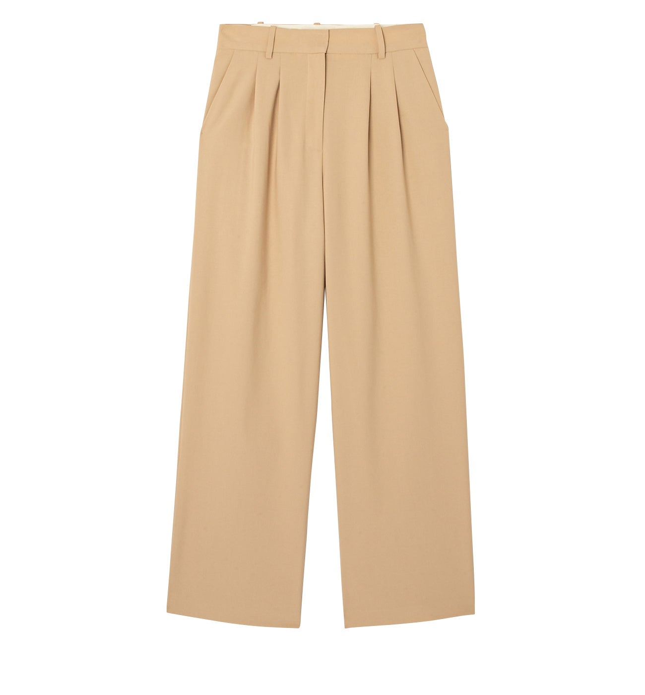 Pantalon large à pinces Femme - Beige