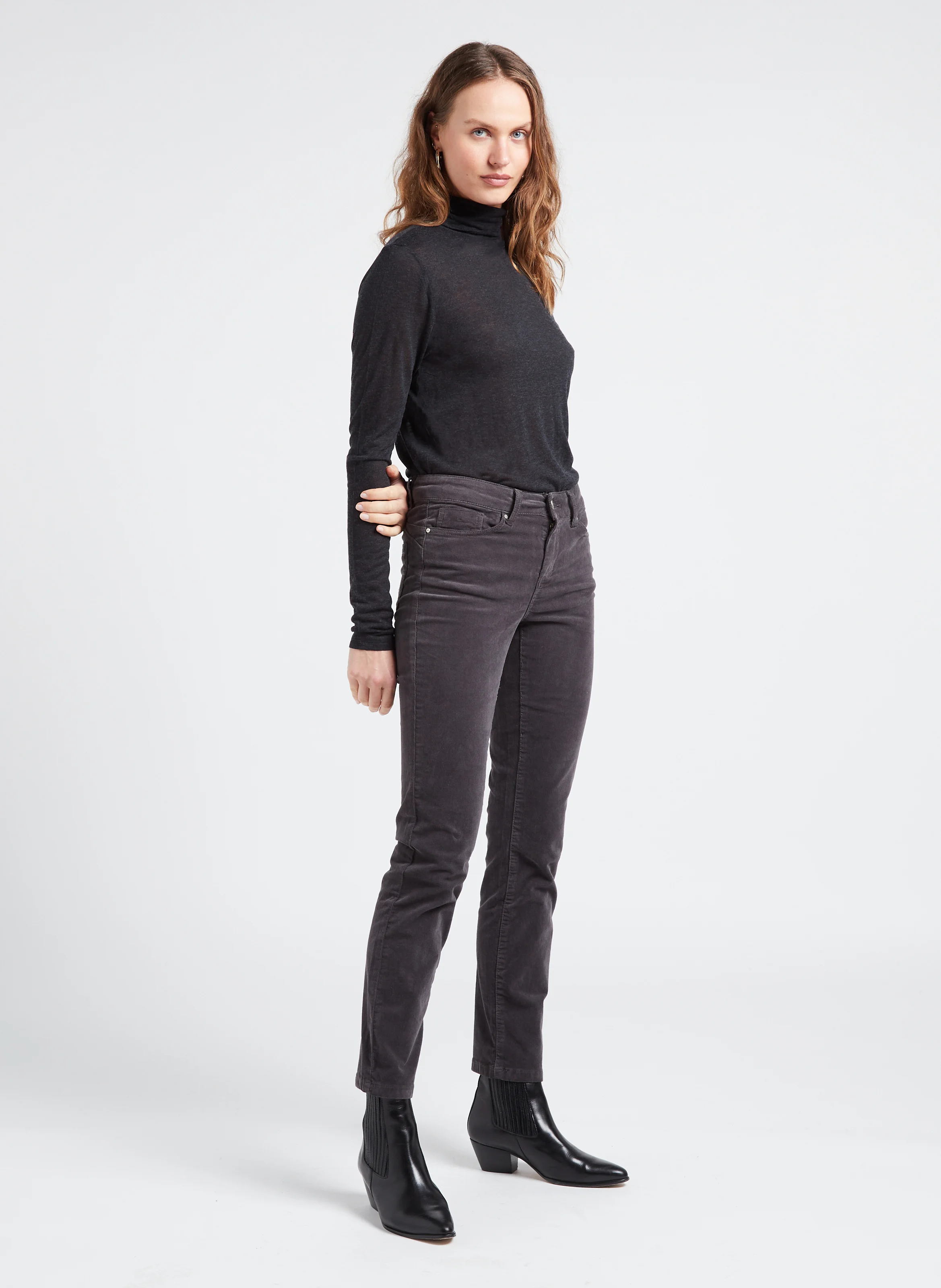 TAKILA - Tee-shirt col roulé en coton et en laine mélangés | Noir