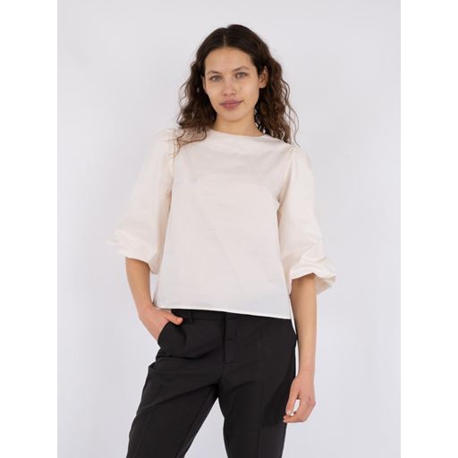 Neo Noir Lorraine Poplin Bluse, Ivory, 42