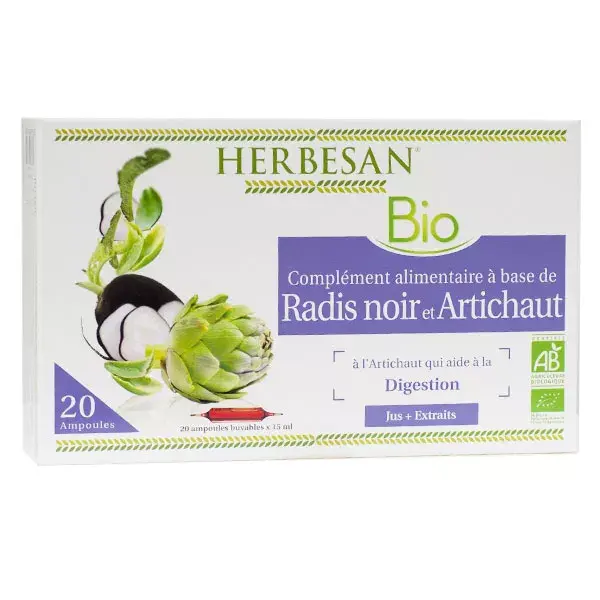 Herbesan Rabanete Preto Orgânico e Alcachofra - 20 ampolas de 15ml