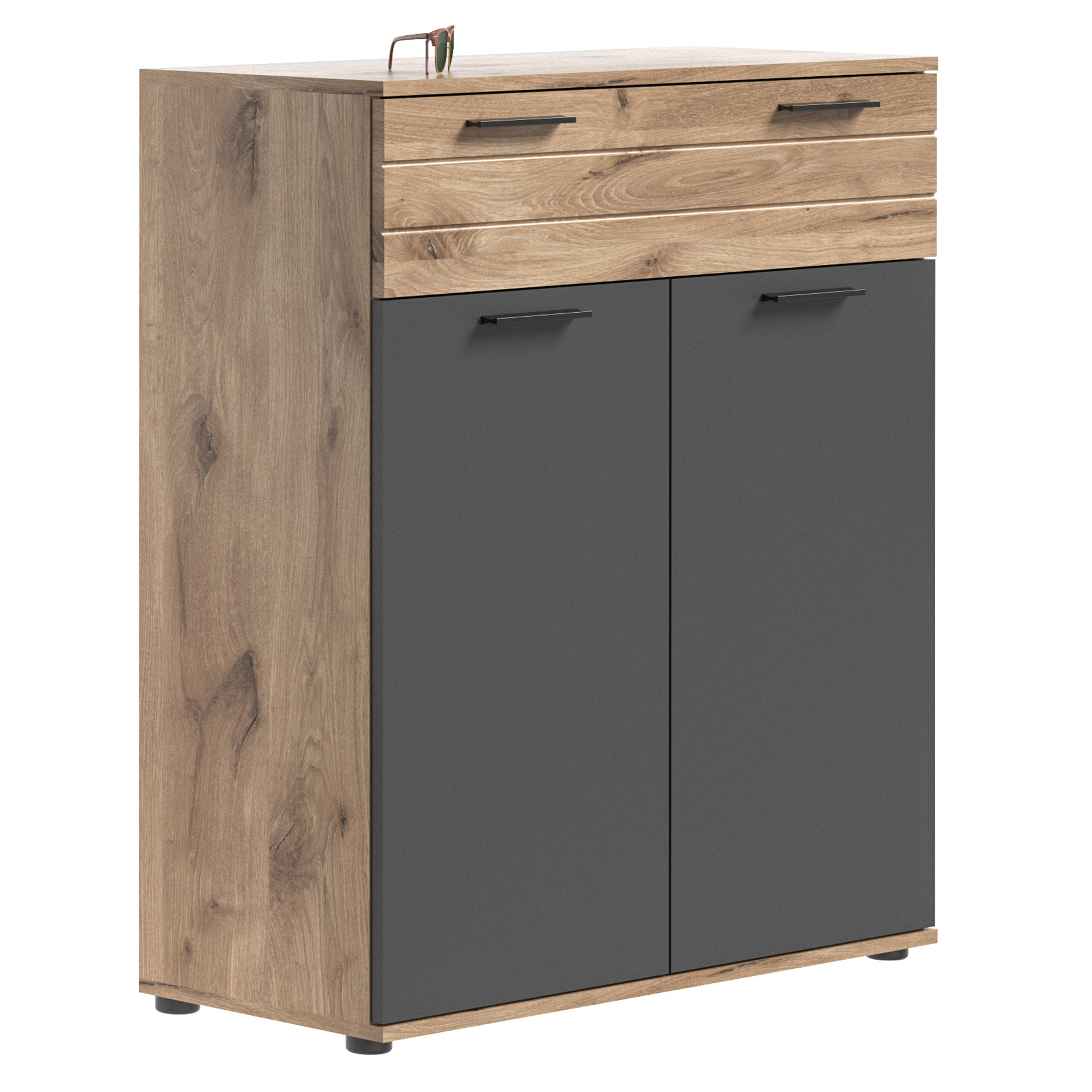 Garderobenkommode MASON - Nox Oak-Basalt grau - 90 cm