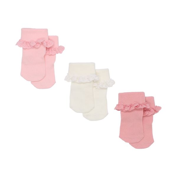 BD Collection Sokjes Kant - 3 Paar - Multi Pink