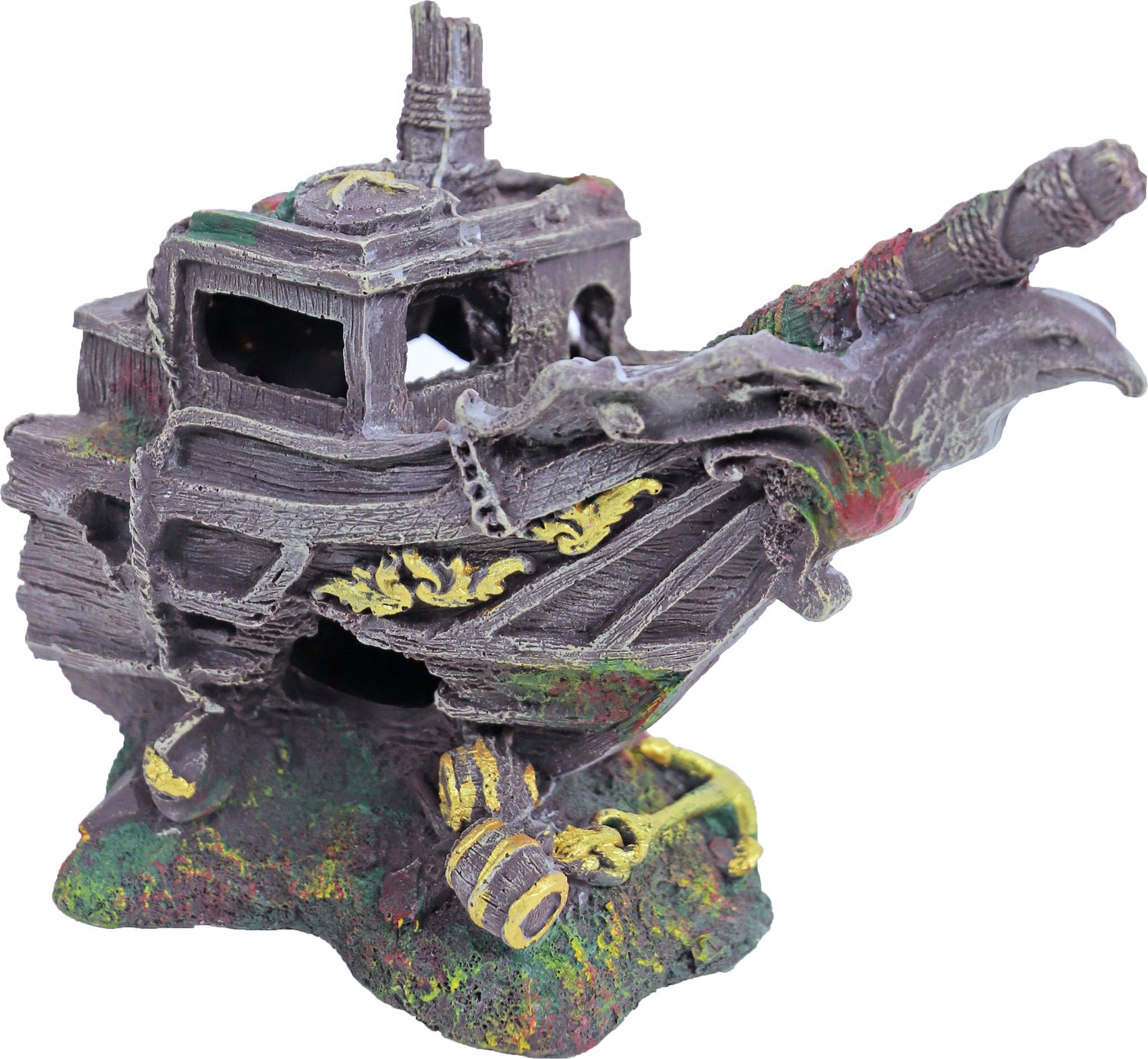 Boon aquarium decoratie voorsteven schip bruin 24,5 x 15,5 x 20 cm
