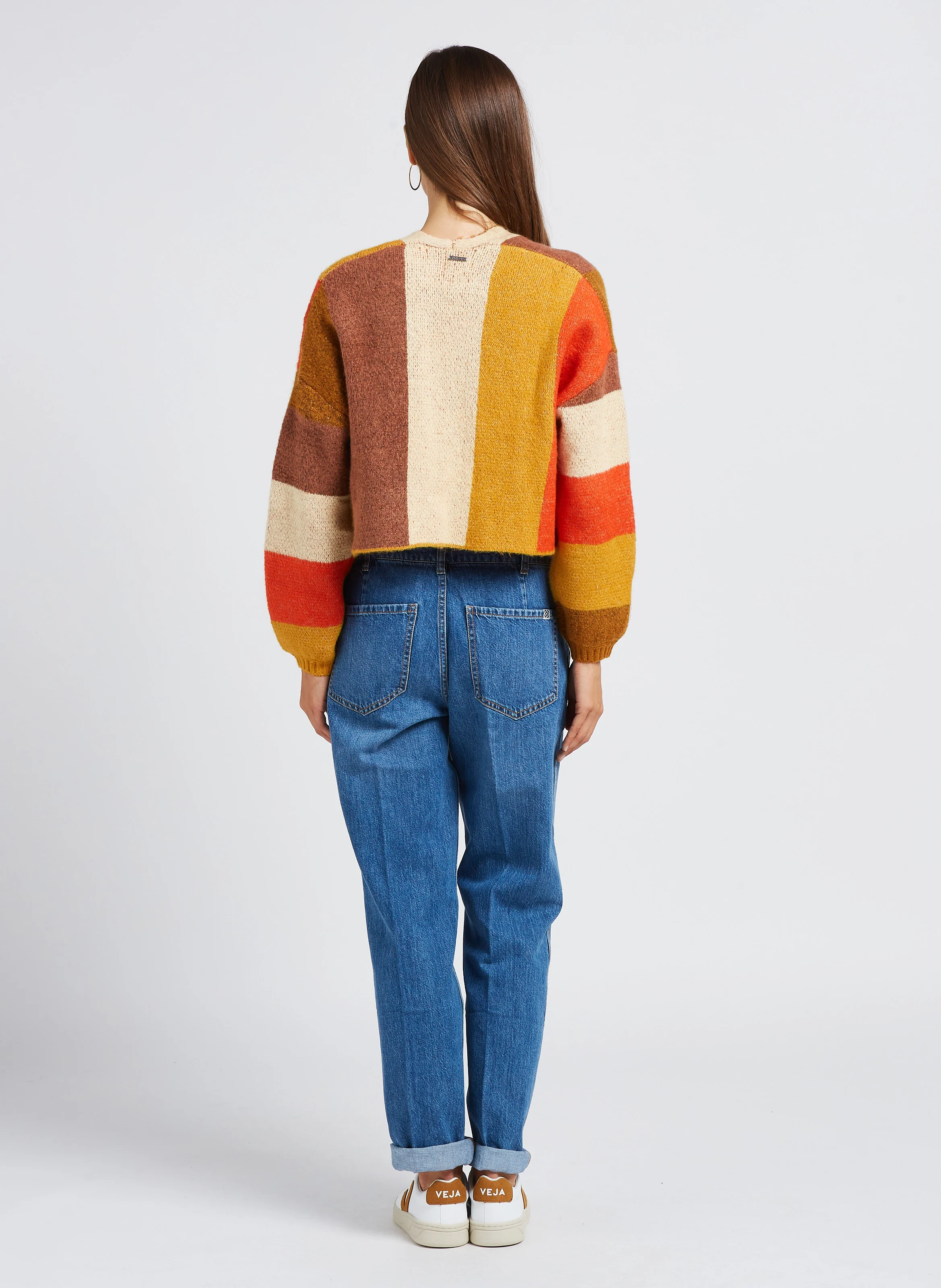 JANE - Jean droit taille haute en coton | Bleu