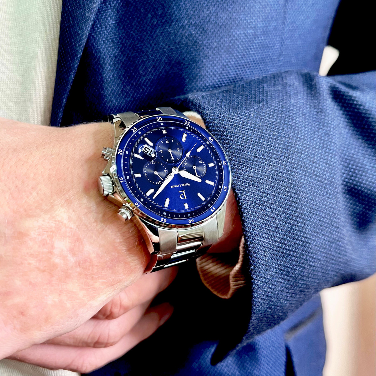 Montre PIERRE LANNIER Cronos homme chronographe bracelet acier