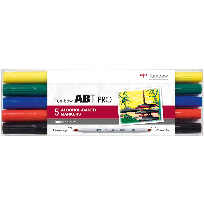 Tombow Pinselstifte Dual Brush Pen ABT PRO, 5 Stück, assortiert