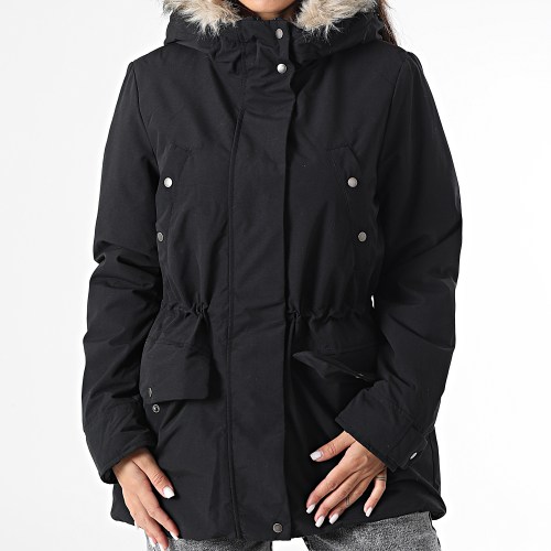 Parka Capuche Fourrure Femme Demi Noir