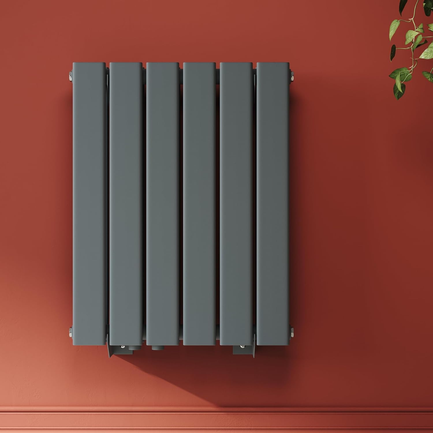SONNI Design Heizkörper 600x465mm Anthrazit, Doppellagig Heizkörper flach und klein für Badezimmer, vertikaler Badheizkörper flach Paneelheizkörper für Bad Flachheizkörper mit Seitenanschluss