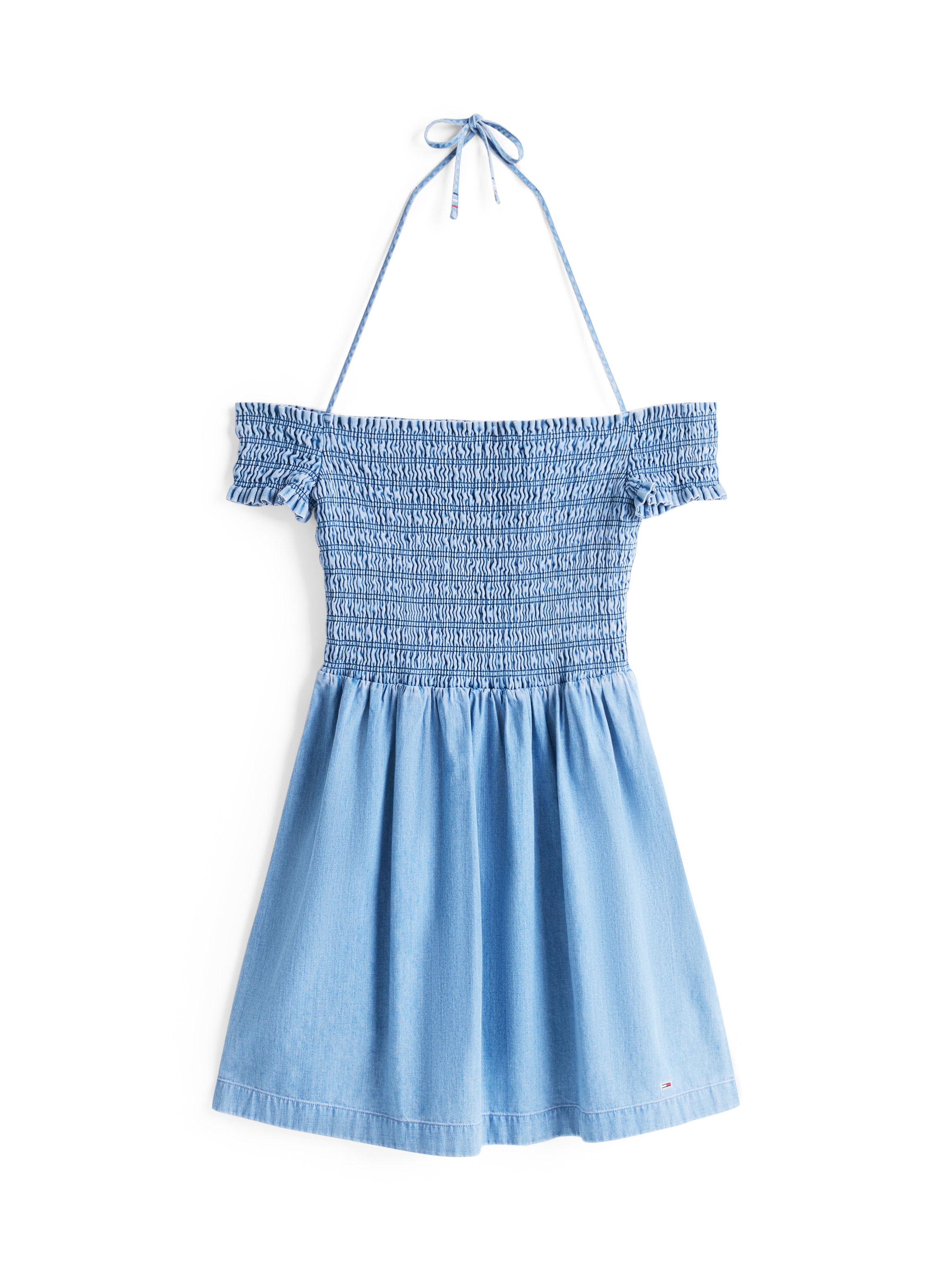 Tommy Jeans Midikleid »TJW CHAMBRAY FIT & FLARE DRESS« mit Bindeband, in blauer Waschung