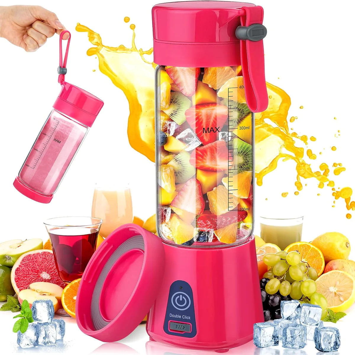 Blender électrique Smoothie 0,4L avec USB rechargeable rose rouge Vend