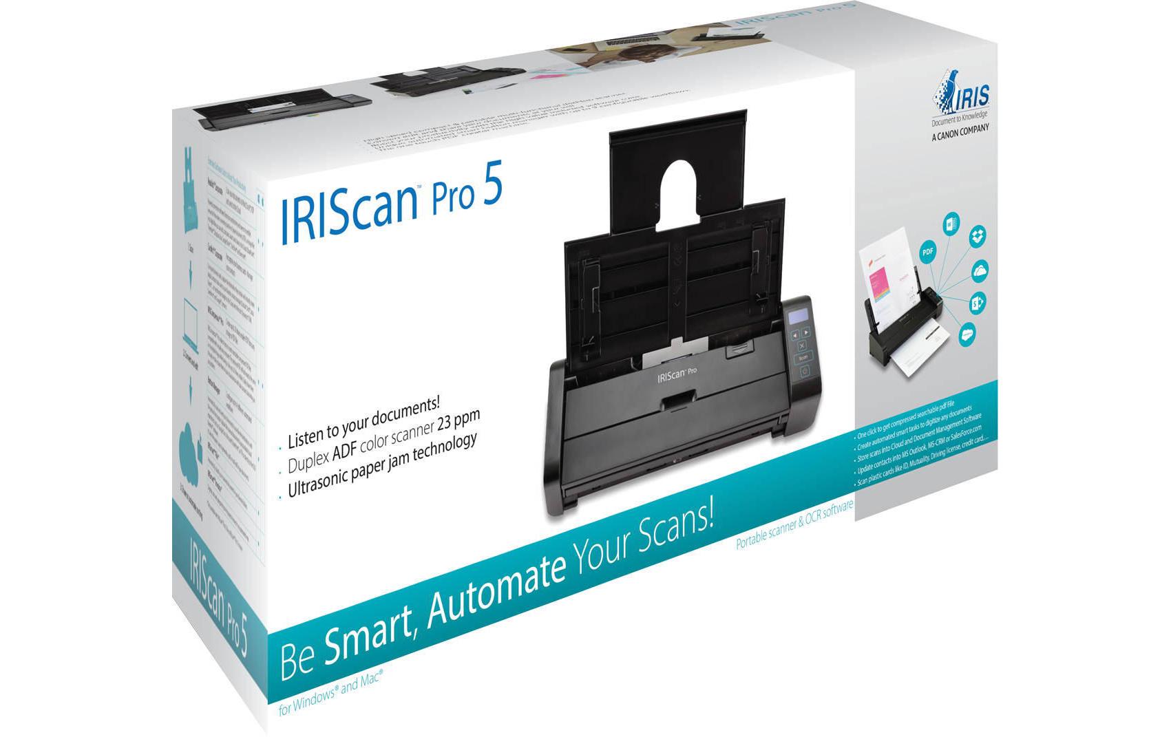 Mobiler Scanner IRIScan Pro 5<br>Schnelle, beidseitige Erfassung Ihrer Dokumentenstapel