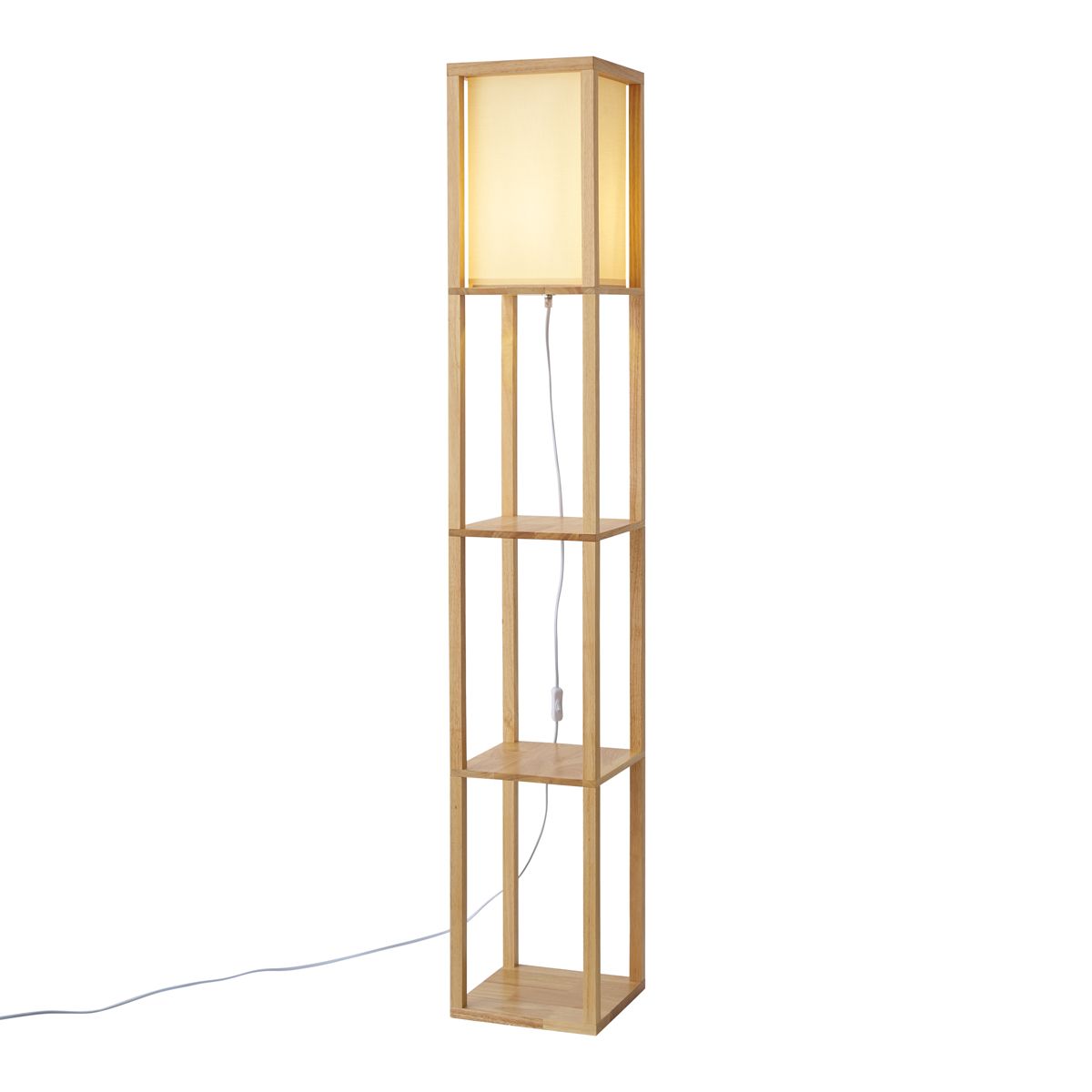 Moderne vloerlamp hout met beige kap - Stojan