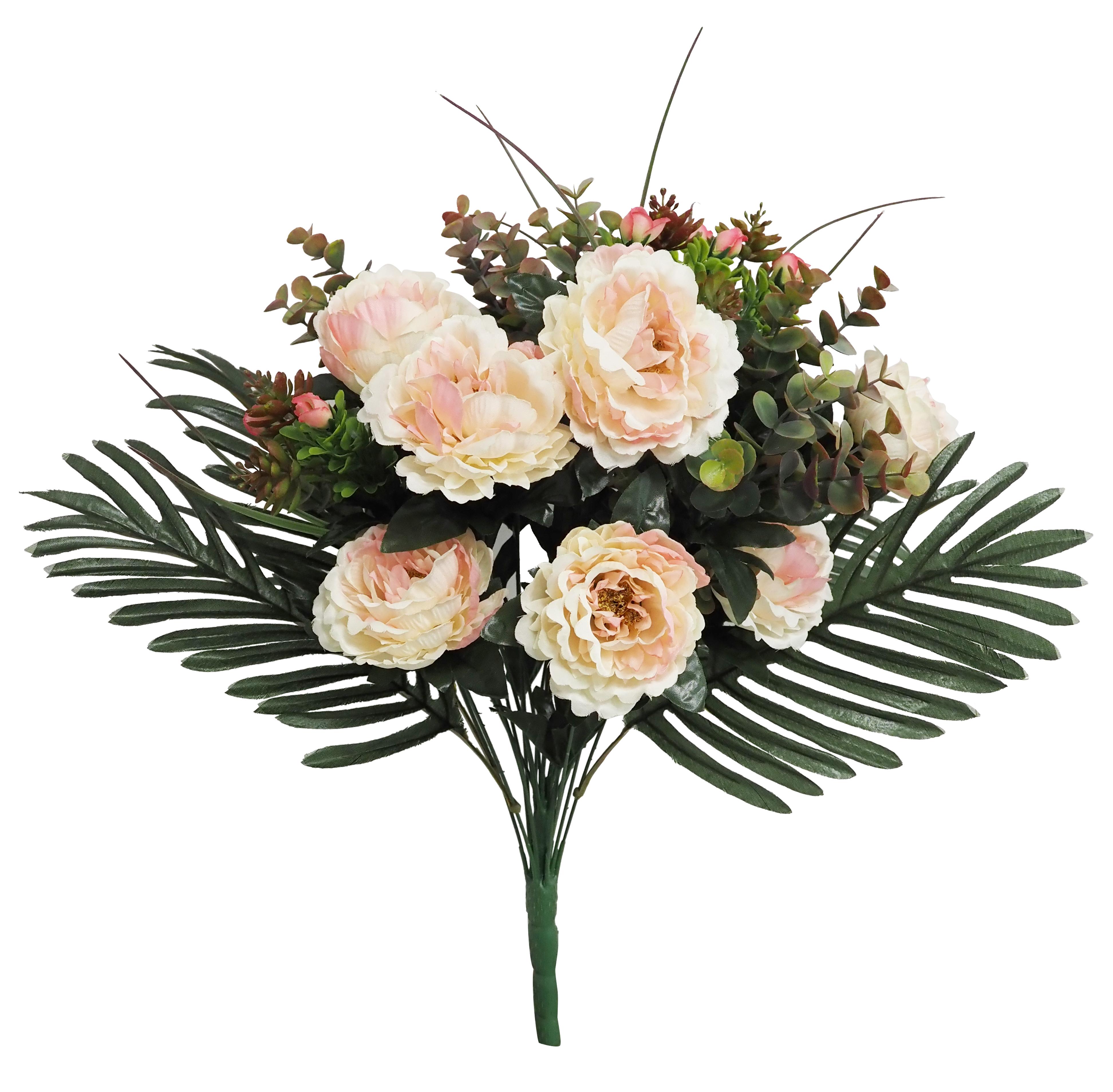 BOUQUET DE 10 PIVOINES ET EUCALYPTUS H.55CM