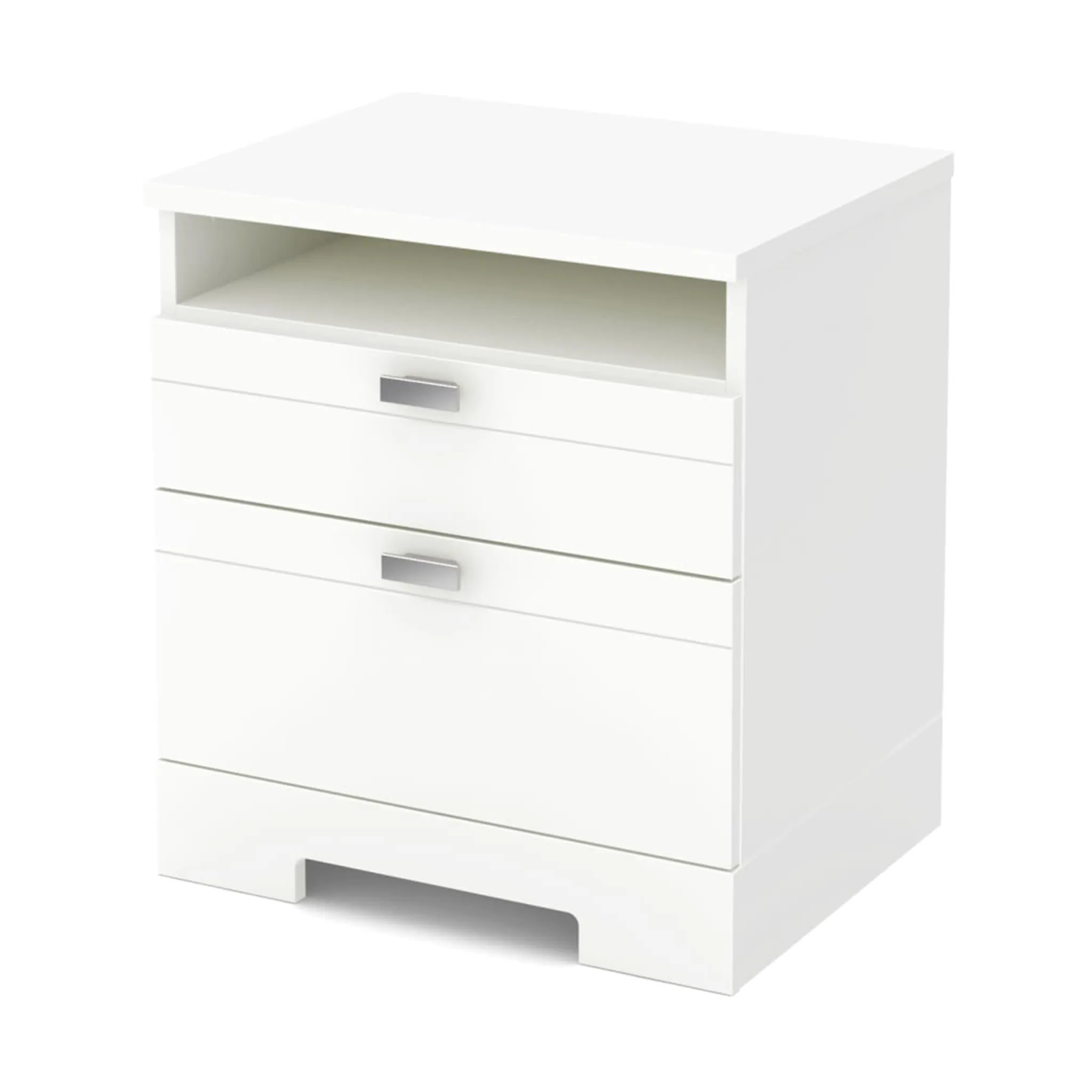 South Shore Table de Nuit Avec Organisateur de Fils Reevo - Blanc Solide