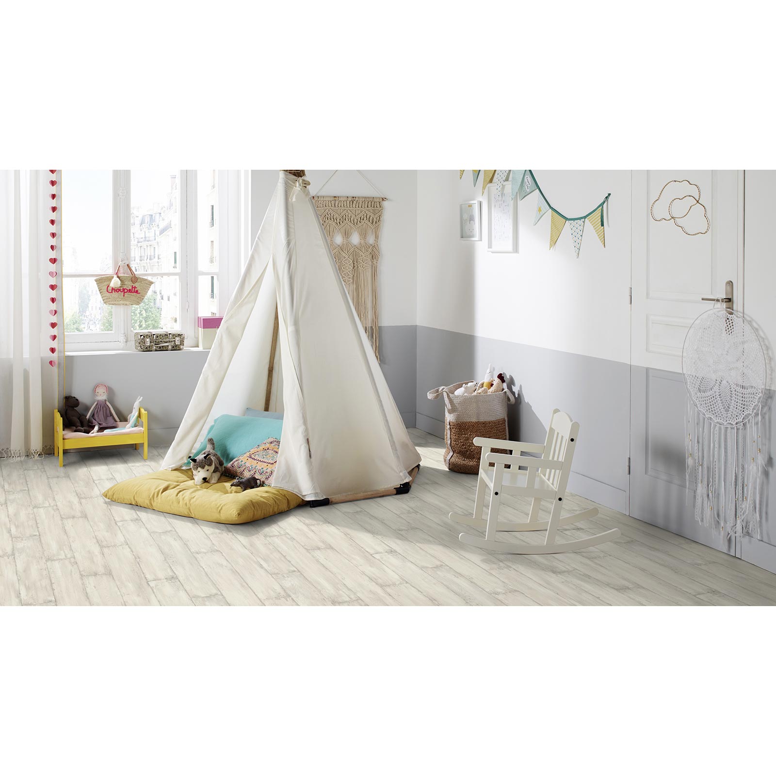 PVC-Boden - French Oak snow - Meterware - 400 cm