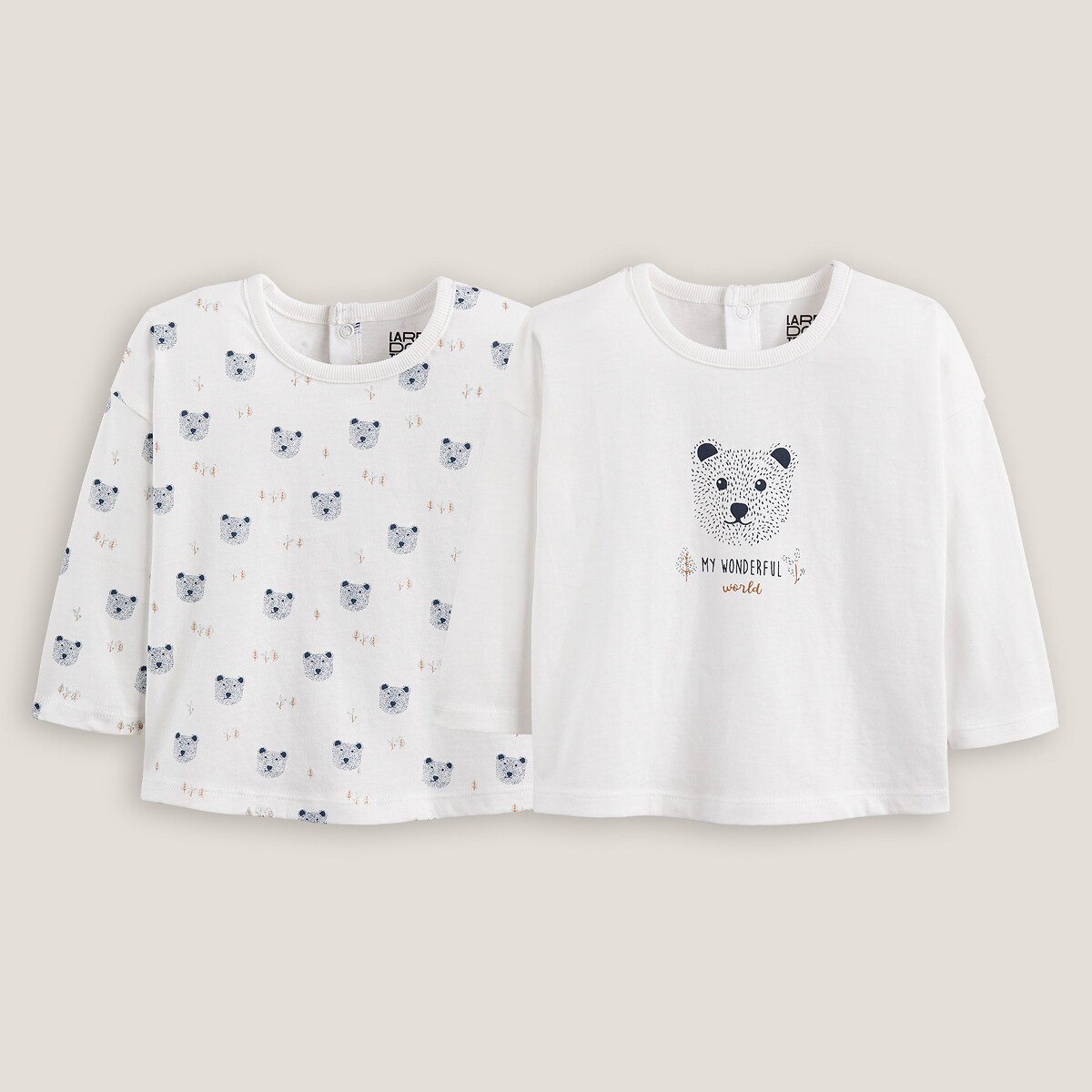COLEÇÃO LA REDOUTE<br>Conjunto de 2 camisetas de manga comprida com estampa de urso