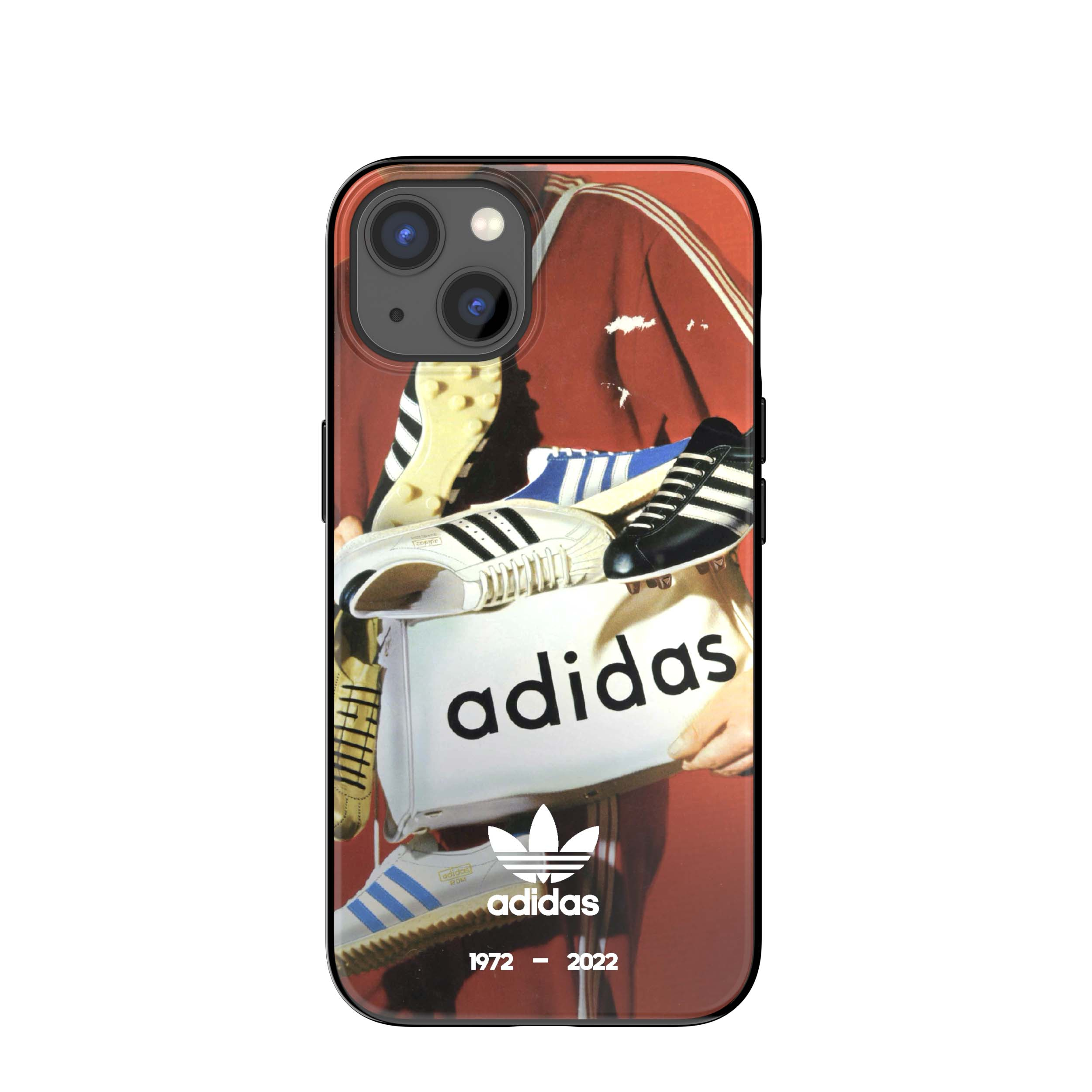 iPhone 13 Snap Case Trefoil Gummi Hülle 50 Years (49293) - Braun / Weiss