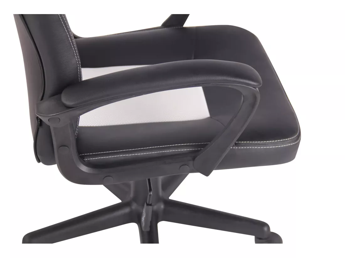 Chaise de bureau - Similicuir & Plastique - Noir / Blanc - Elbing