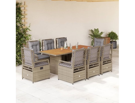 LES TENDANCES - Ensemble table et chaises de jardin-beige-8 places-496487