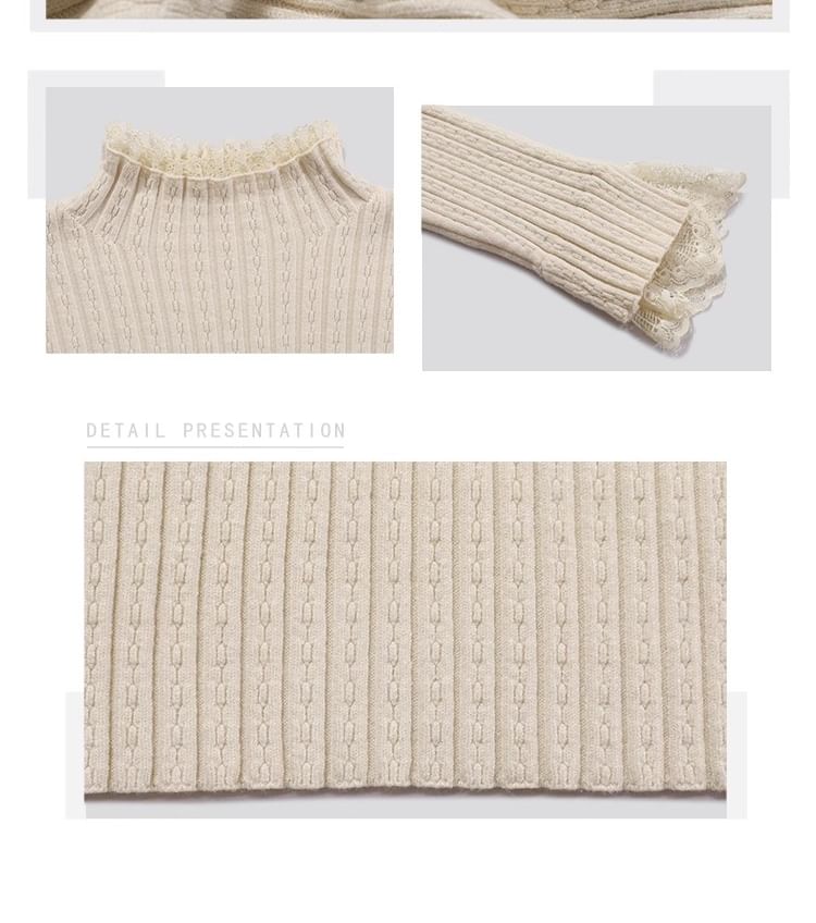 Bikkerd - Top met lange mouwen en geribbelde, gebreide kanten rand en een mockneck
