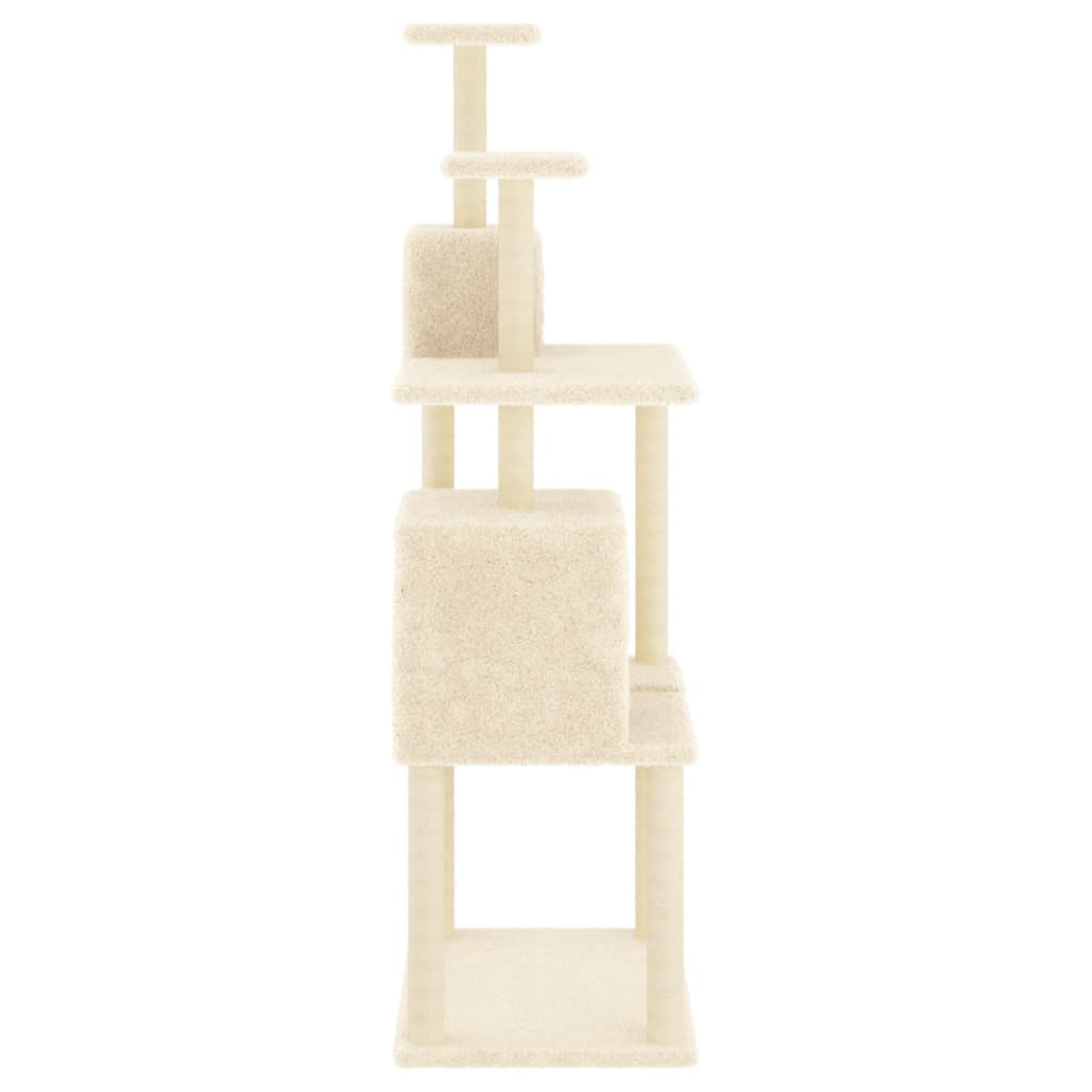arranhador para gatos vidaXL com postes de sisal, creme, 167 cm
