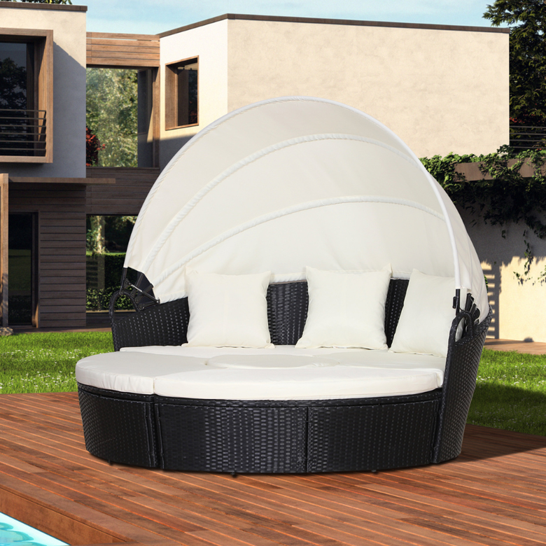 Cama Chill-Out com Dossel Ajustável, Branca