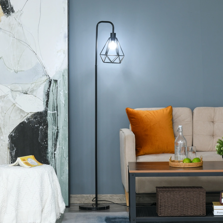 HOMCOM Stehlampe im Industrie-Stil schwarz