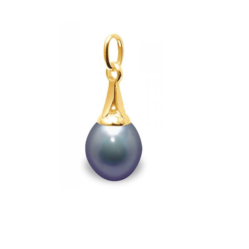Pendentif Perle de Culture d'eau douce noires et Or Jaune 375/1000