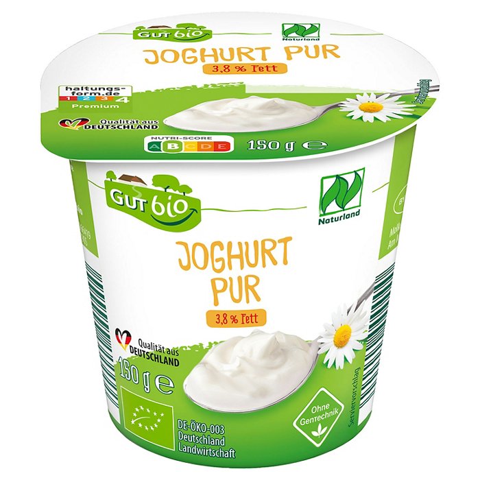 GUT BIO Bio Joghurt Pur 3,8 % Fett 150 g, Naturjoghurt