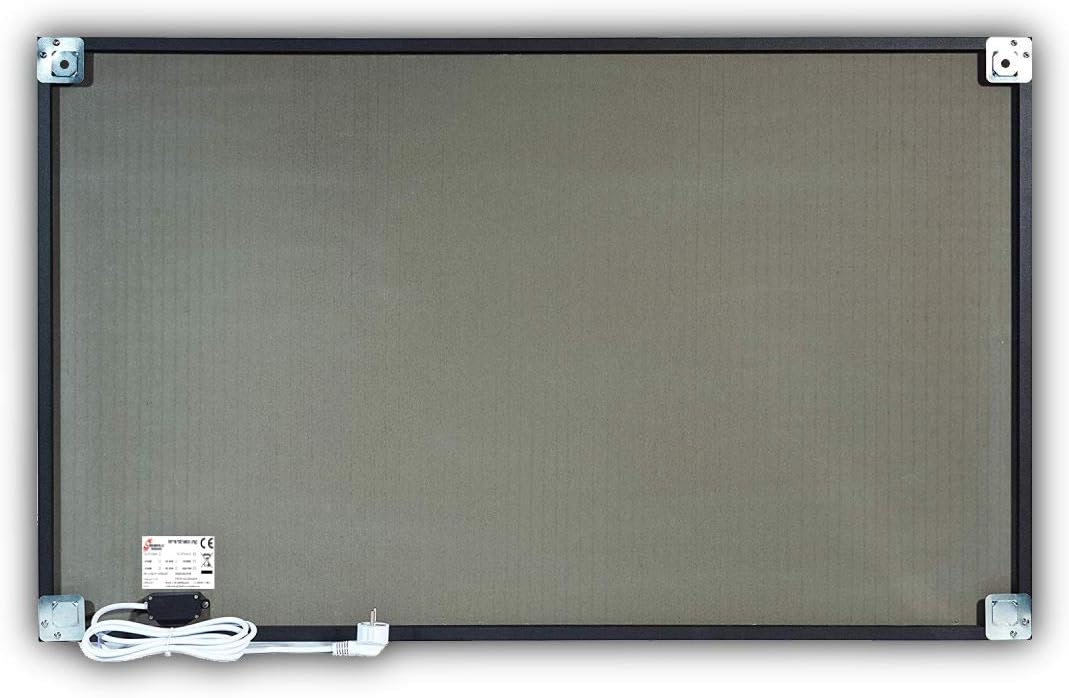 Glas Bild Infrarotheizung mit Thermostat | Kamin Feuer | viele Motive 350-1200 Watt Rahmen schwarz (600 Watt, 032 Kamin)