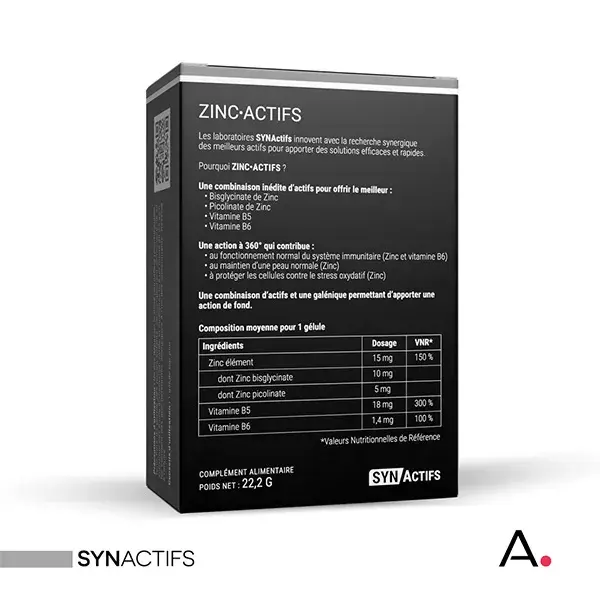Aragan - Synactifs - Zincactifs® - Imunidade e Pele - Zinco - 60 cápsulas