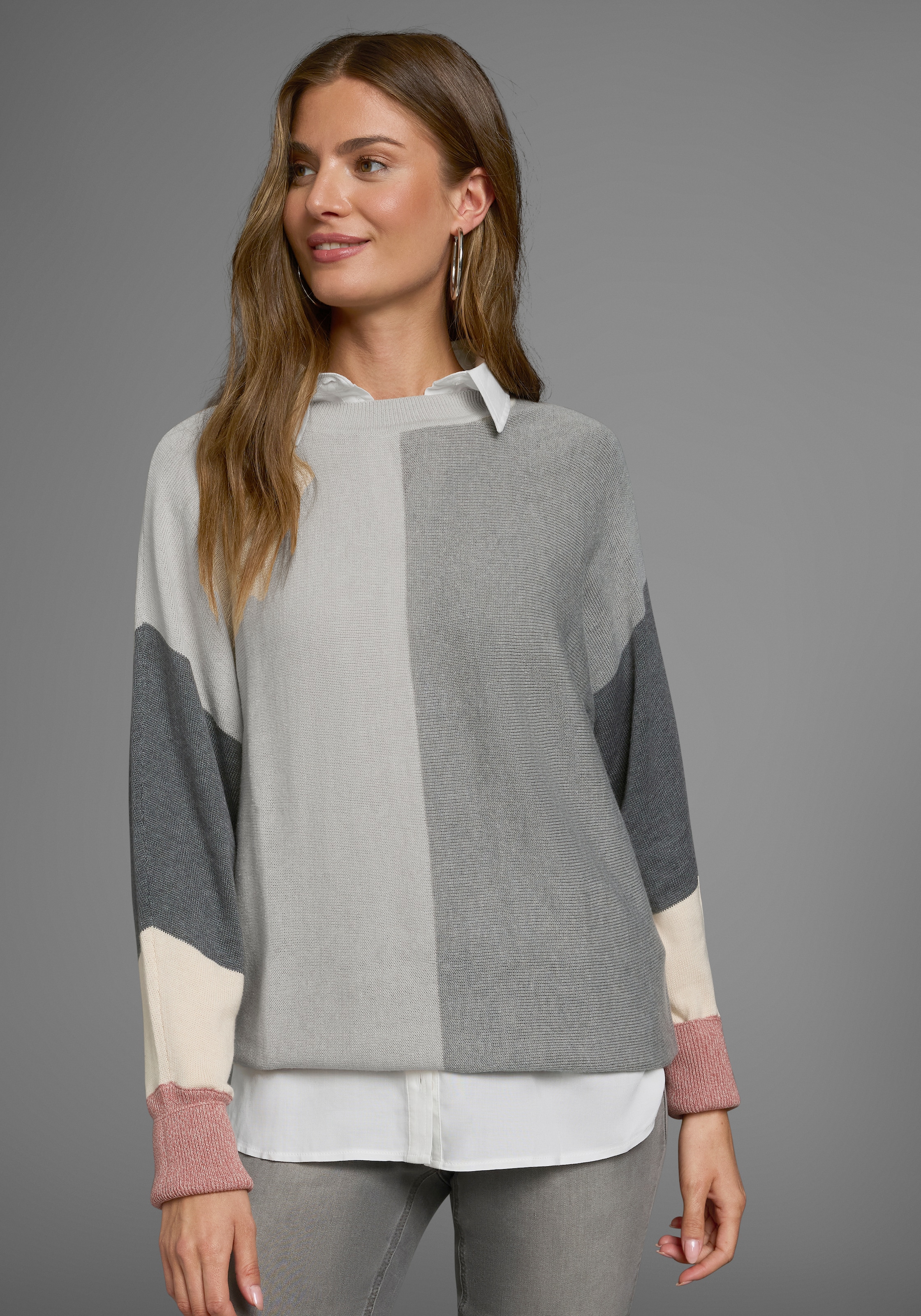 Boysen's Rundhalspullover , mit modischem Pastel-Colorblocking