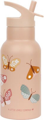 A Little Lovely Company Vannflaske Sommerfugl 350 ml, Rosa
