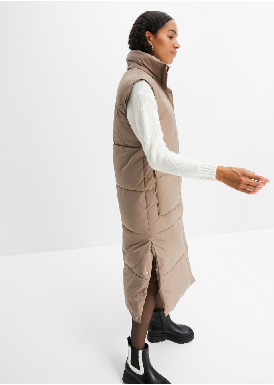 Veste sans manches matelassée en polyester recyclé avec capuche amovible