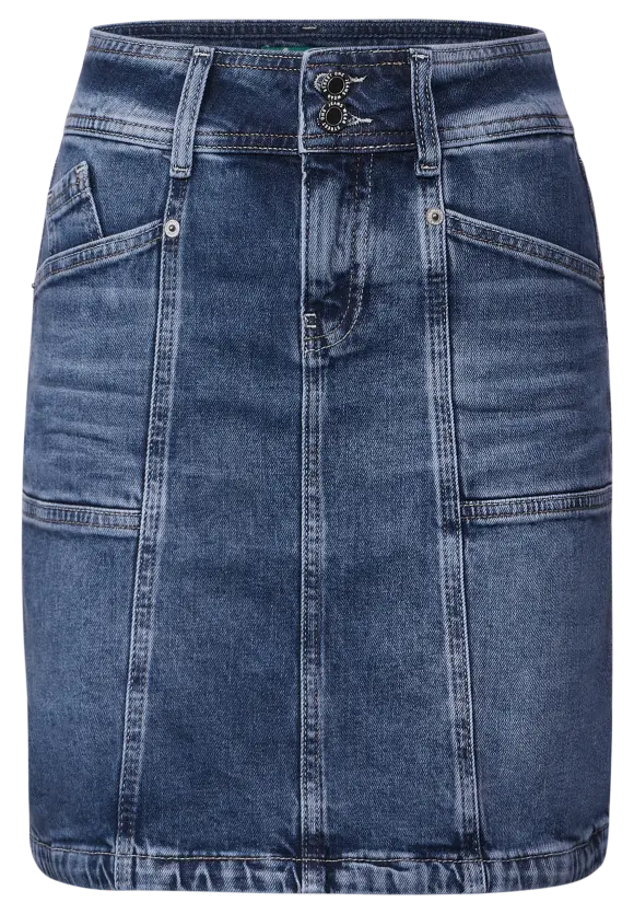 5-Pocket Jeansrock - heavy mid blue wash
