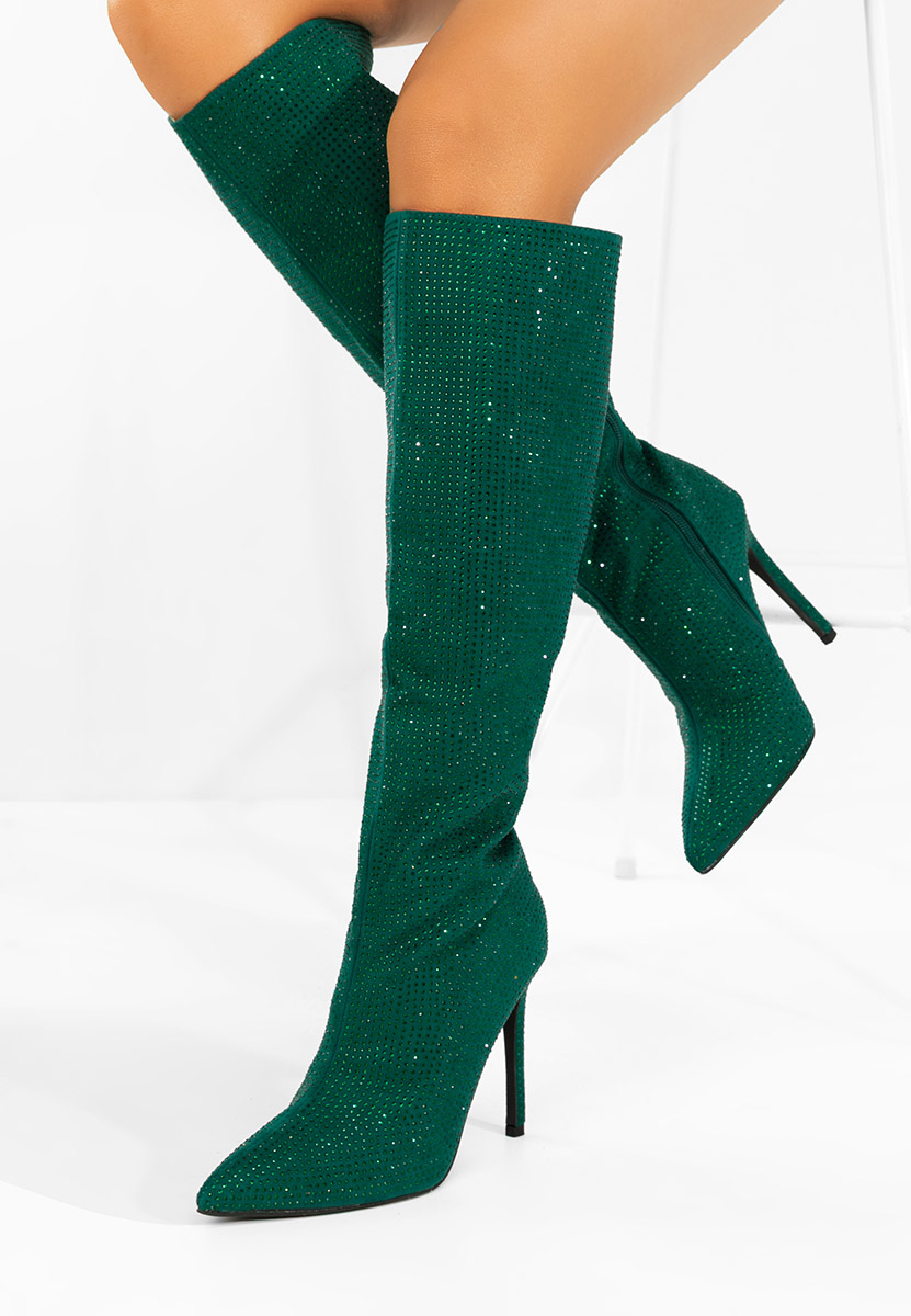 Bottes talons aiguilles vert Minodora