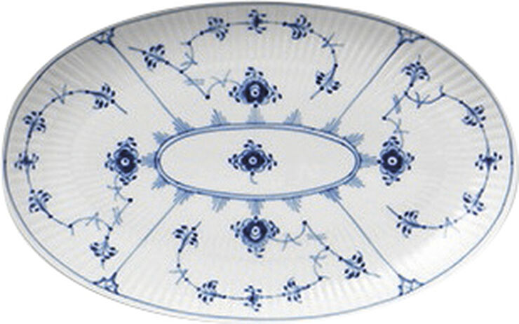 Royal Copenhagen Blue Fluted Plain Oval Asiette 23,5cm Hvid, blå