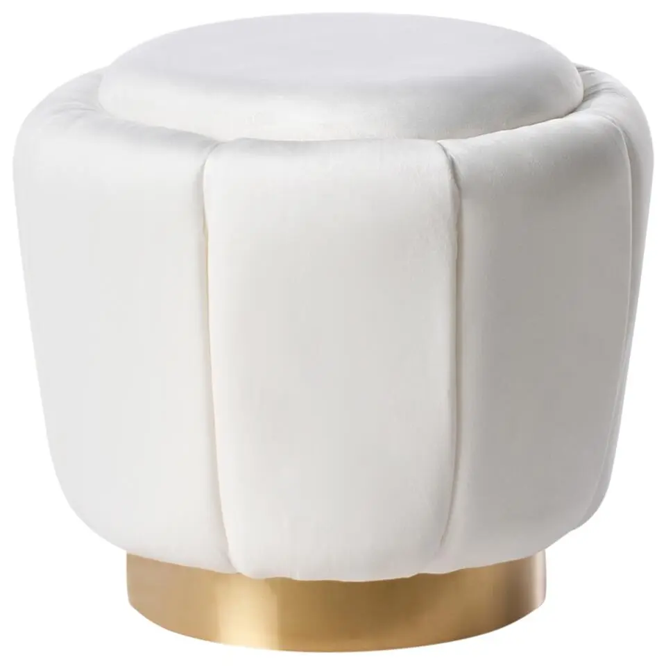 IRVING - Poef - Wit - 43 cm - Fluweel