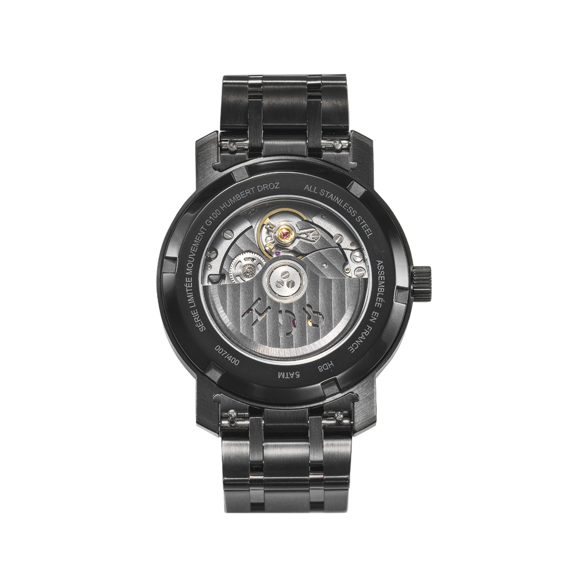 Montre HUMBERT-DROZ hd8 homme automatique, bracelet acier noir