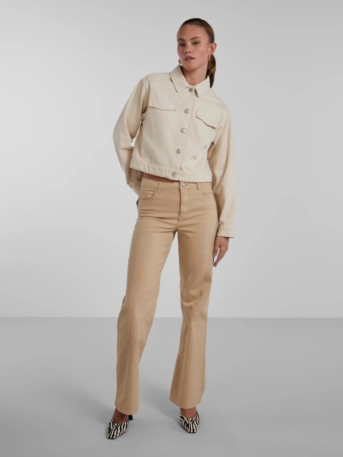 Pieces Pctessie Ls Dnm Jacket Bc whitecap gray