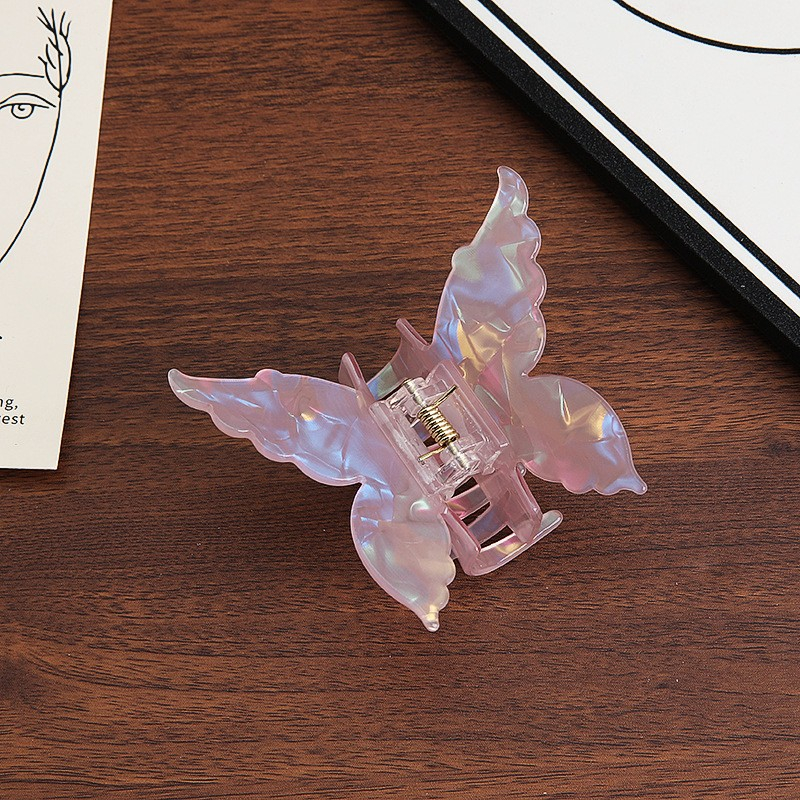 (7cm) Haarspange Klammer Krallen Clip Haar Accessoire Perlmutt Design Schmetterling - Rosa