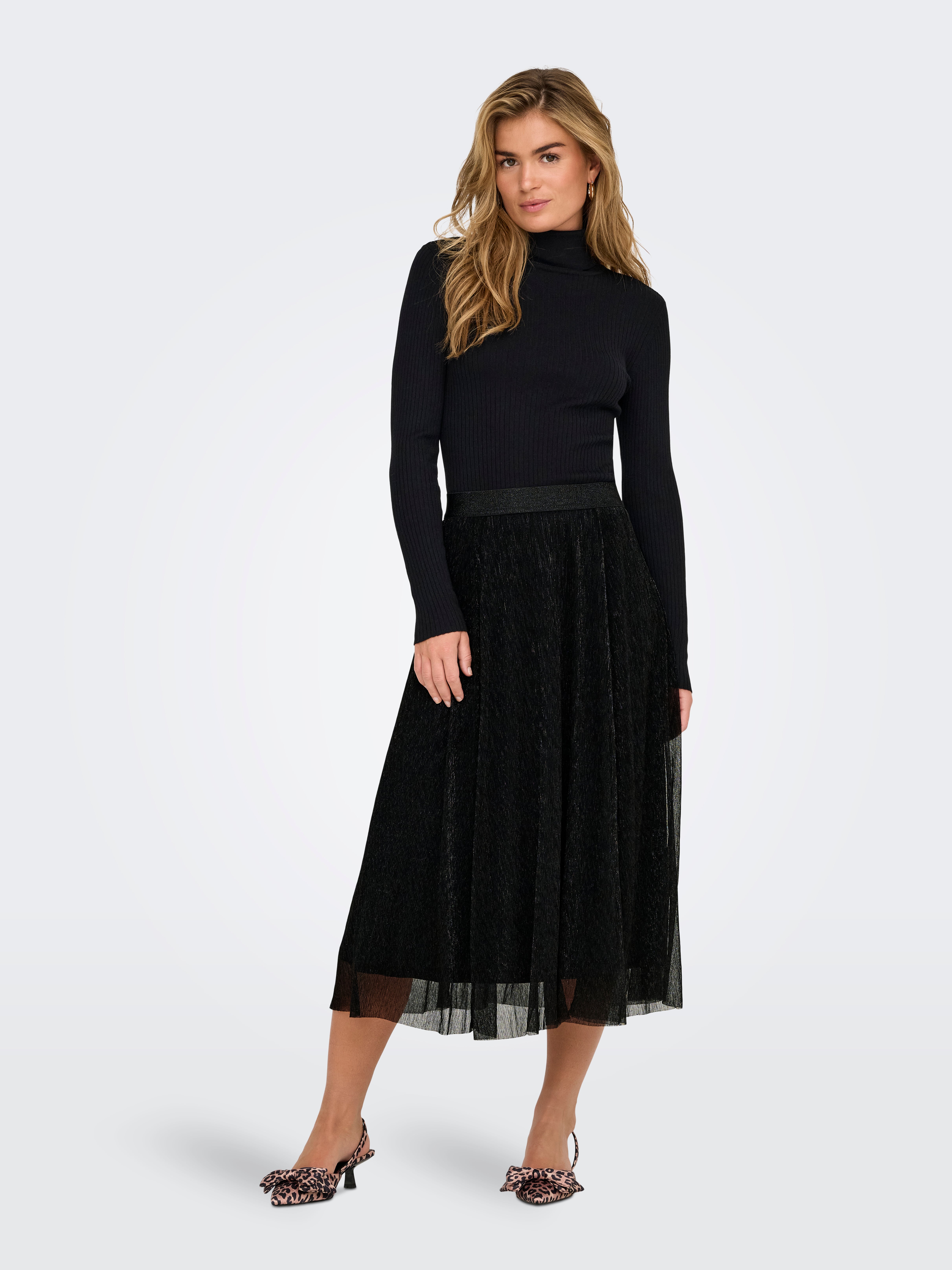 ONLTINGA Plissierter Rock Black
