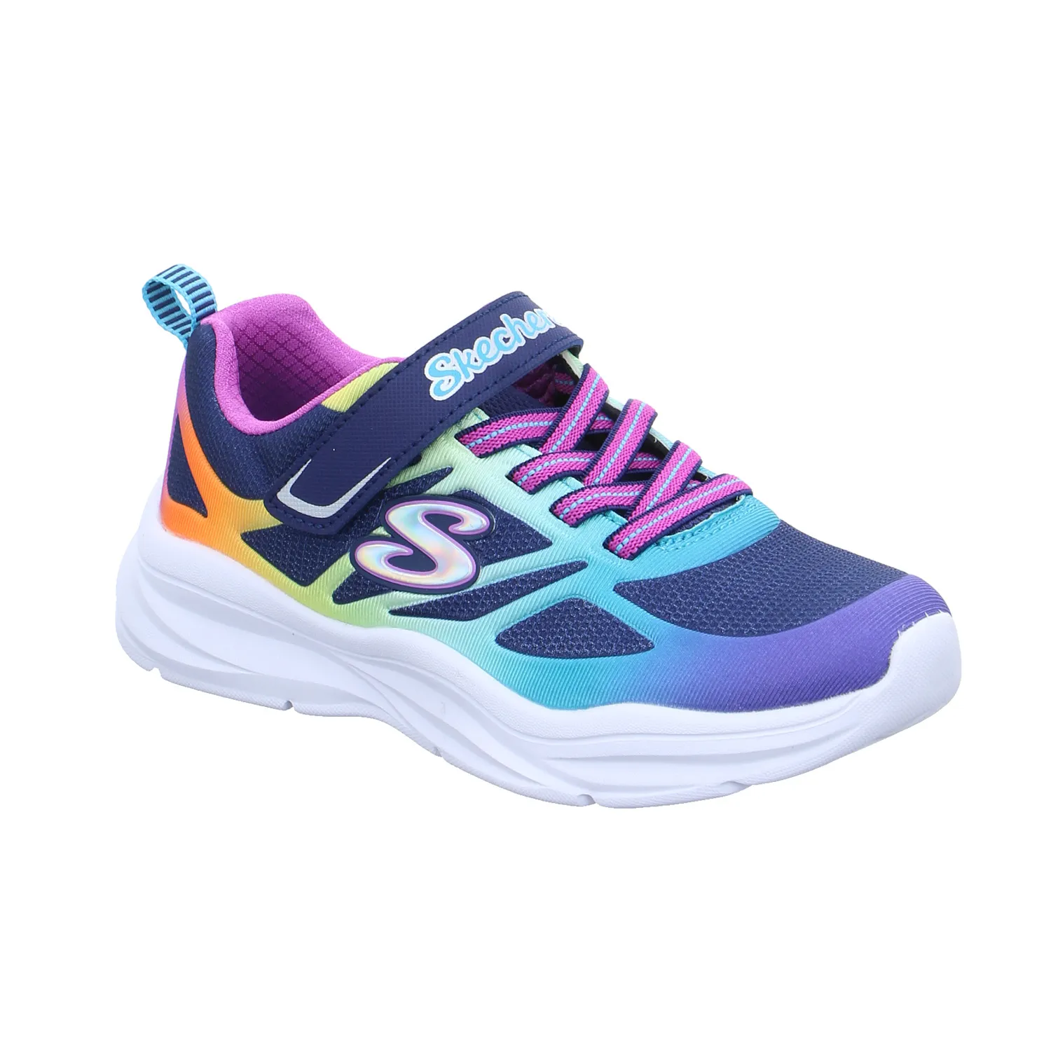 SKECHERS Mädchen-Halbschuh Klett Blau Textil  Sneaker