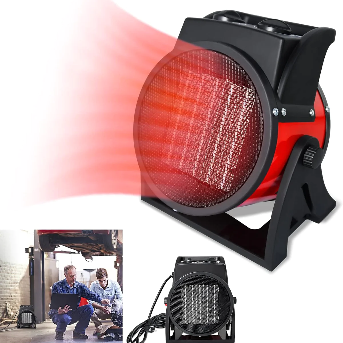 Chauffage soufflant céramique PTC 2000W noir rouge Vendos85