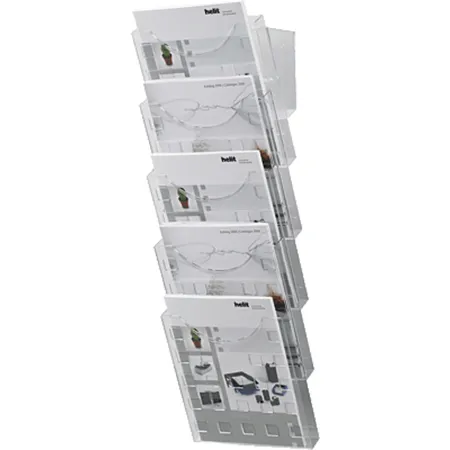 Helit H6103102 Wandprospekthalter 5 Taschen A4 hoch, glasklar