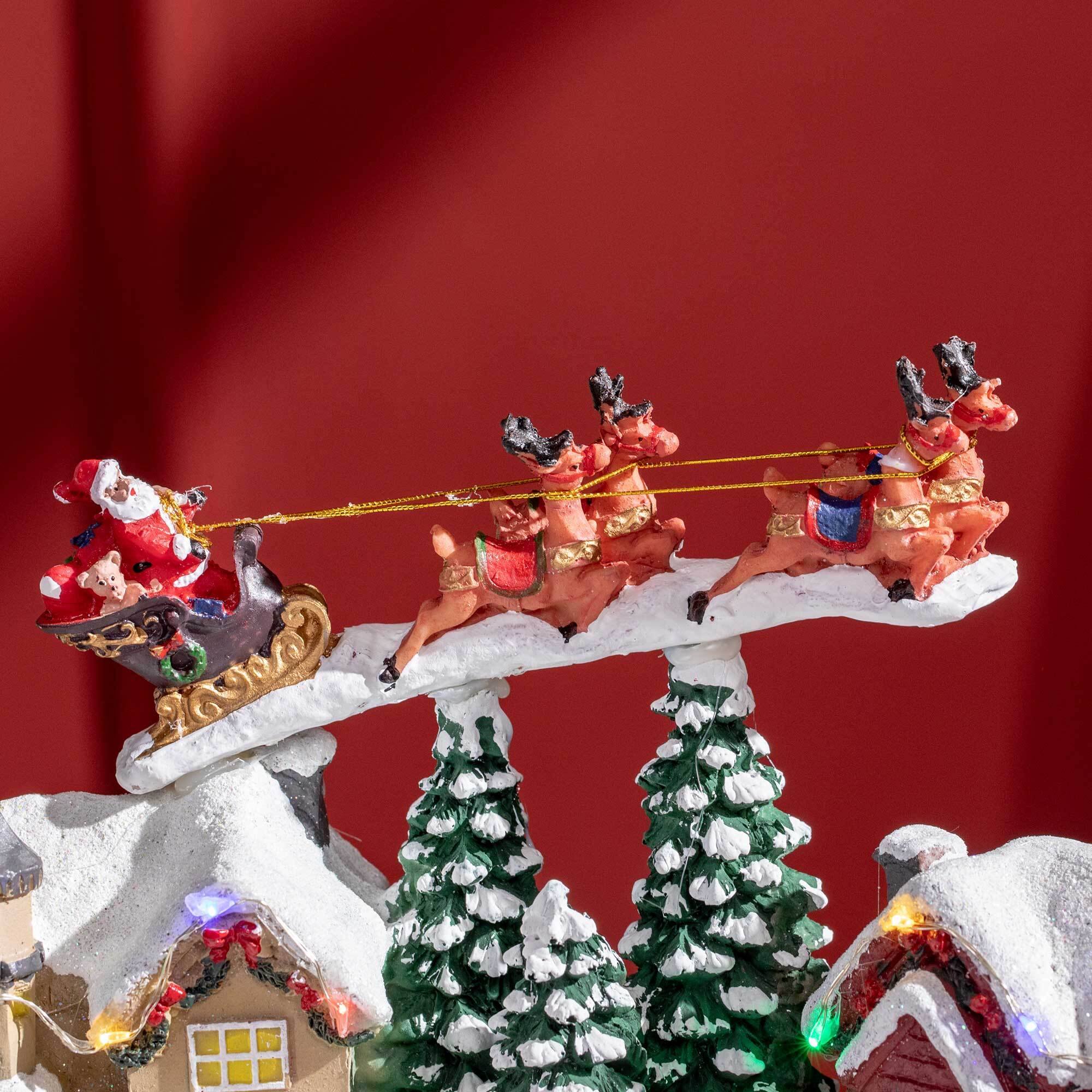 HOMCOM Weihnachtsdorf mit LED-Beleuchtung bunt 30L x 24,5B x 23H cm